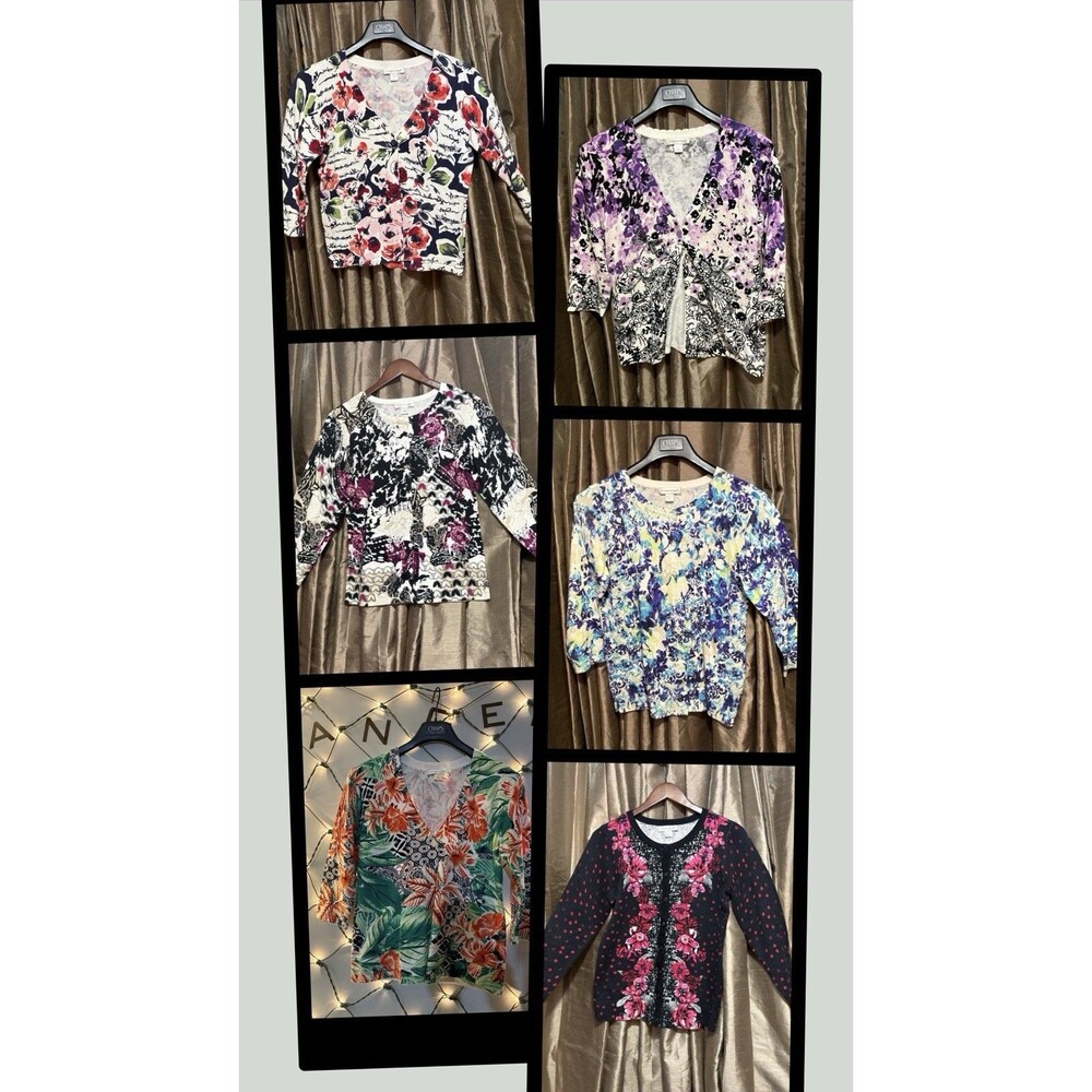 Lot of 6 Christopher & Banks Women’s Size S Floral Cotton Cardigan Sweaters